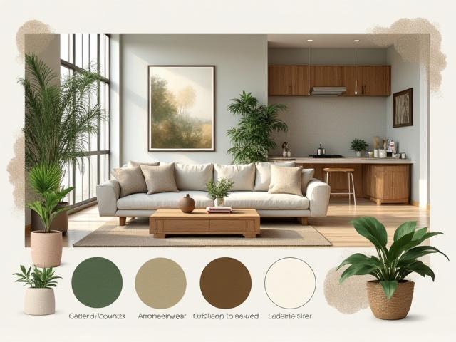 Maquette d'intérieur moderne avec des éléments naturels